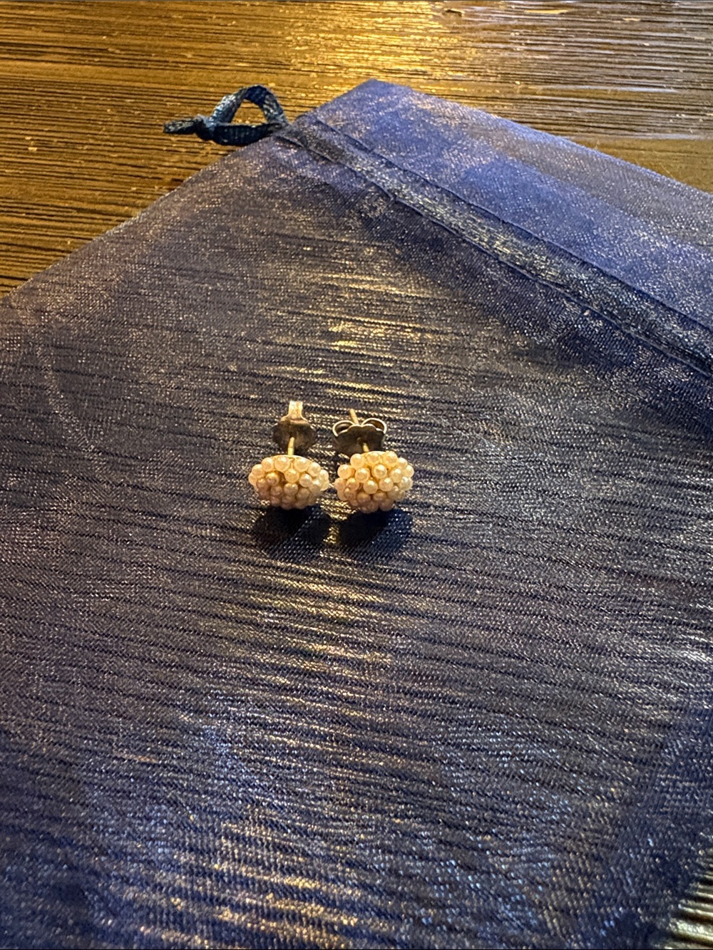 Pearl Cluster Stud Earrings - Cream Beaded Floral Design